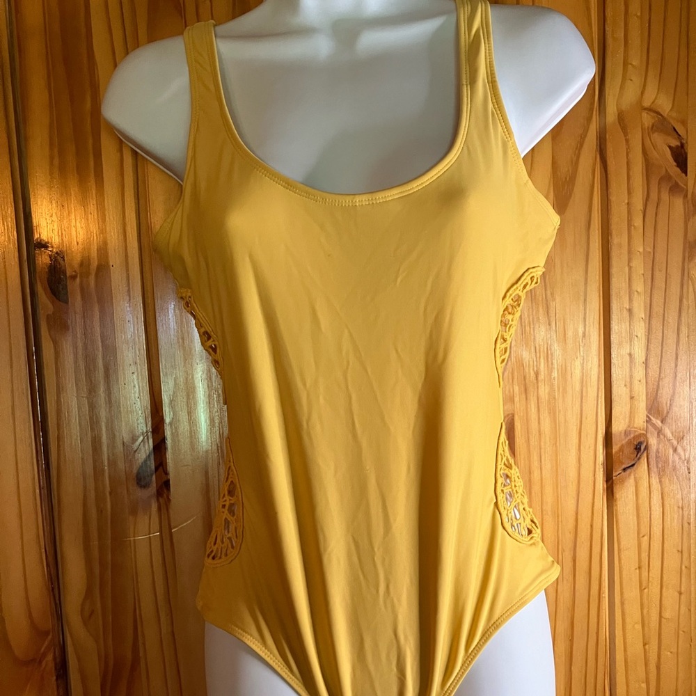 No Boundaries Yellow Side Cut Out Swimsuit